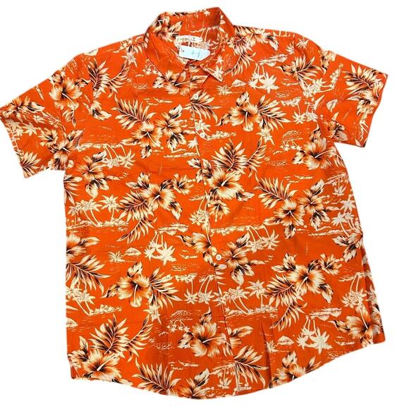 Orange Tropical Hawaiian Shirt Mens Large NWT Aloha Camp - Picture 1 of 3